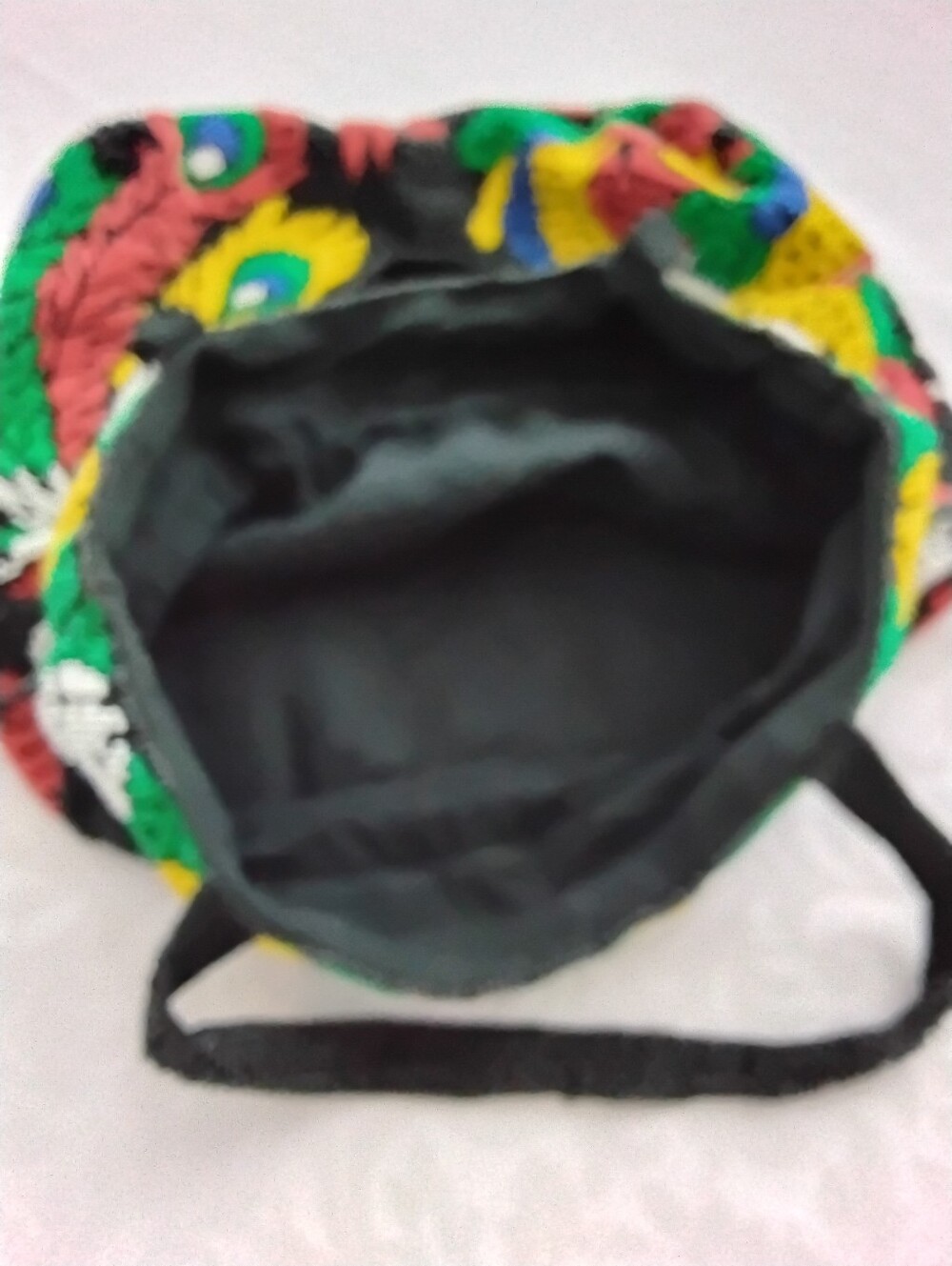Vendora Hand-Beaded Drawstring Tote with Multicolor Embroidery Dragon & Phoenix - Picture 6 of 6